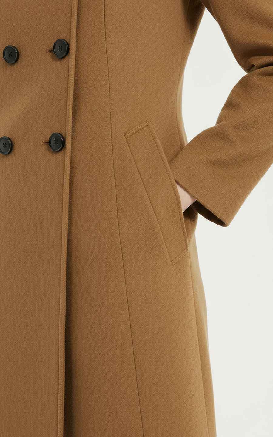 Camel Suit Jacket Double-Breasted Wool Coat Women