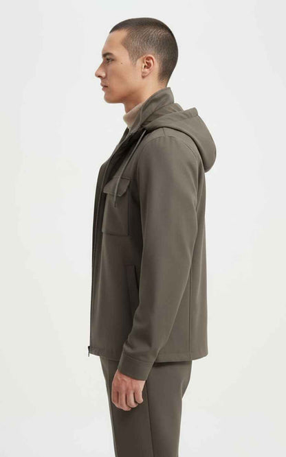 Modern Utility Hooded Jacket - Olive Taupe