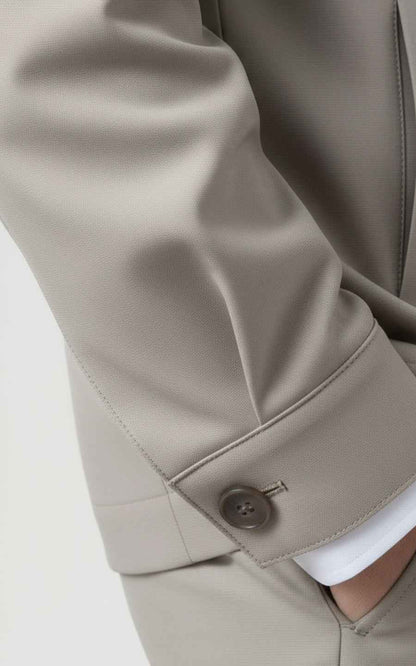 Custom Men's Beige Zip-Up Jacket Casual Coat