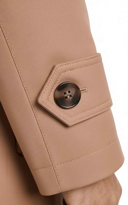 Men's Trench Coat Premium Khaki Tailored Business Outerwear