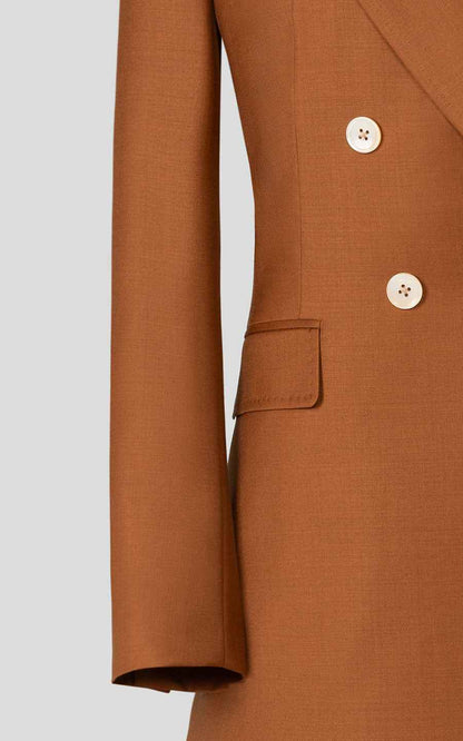 Women's Brown Double Breasted Blazer Suit Set