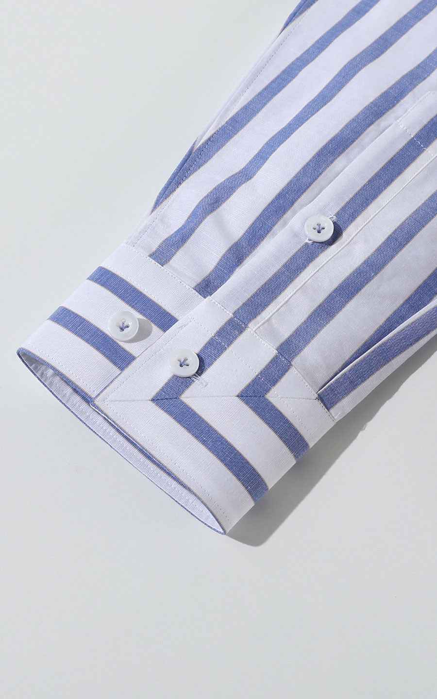Blue White Striped Men's Shirts - Long Sleeve Custom Fit