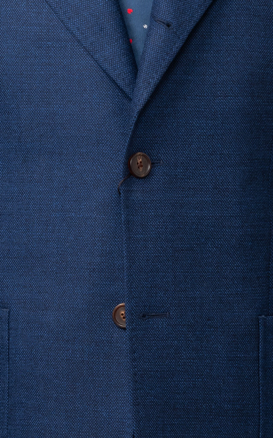 Blue birdseye pattern fabric detail suit texture
