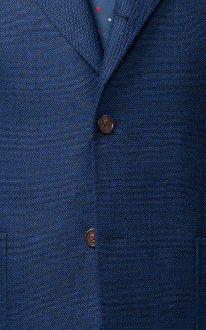 Blue birdseye pattern fabric detail suit texture