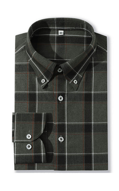 Men's custom dress shirt - gray flannel grid weave