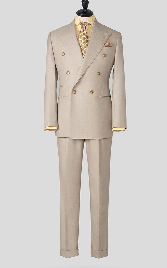 Premium fit light khaki business suit custom tailored