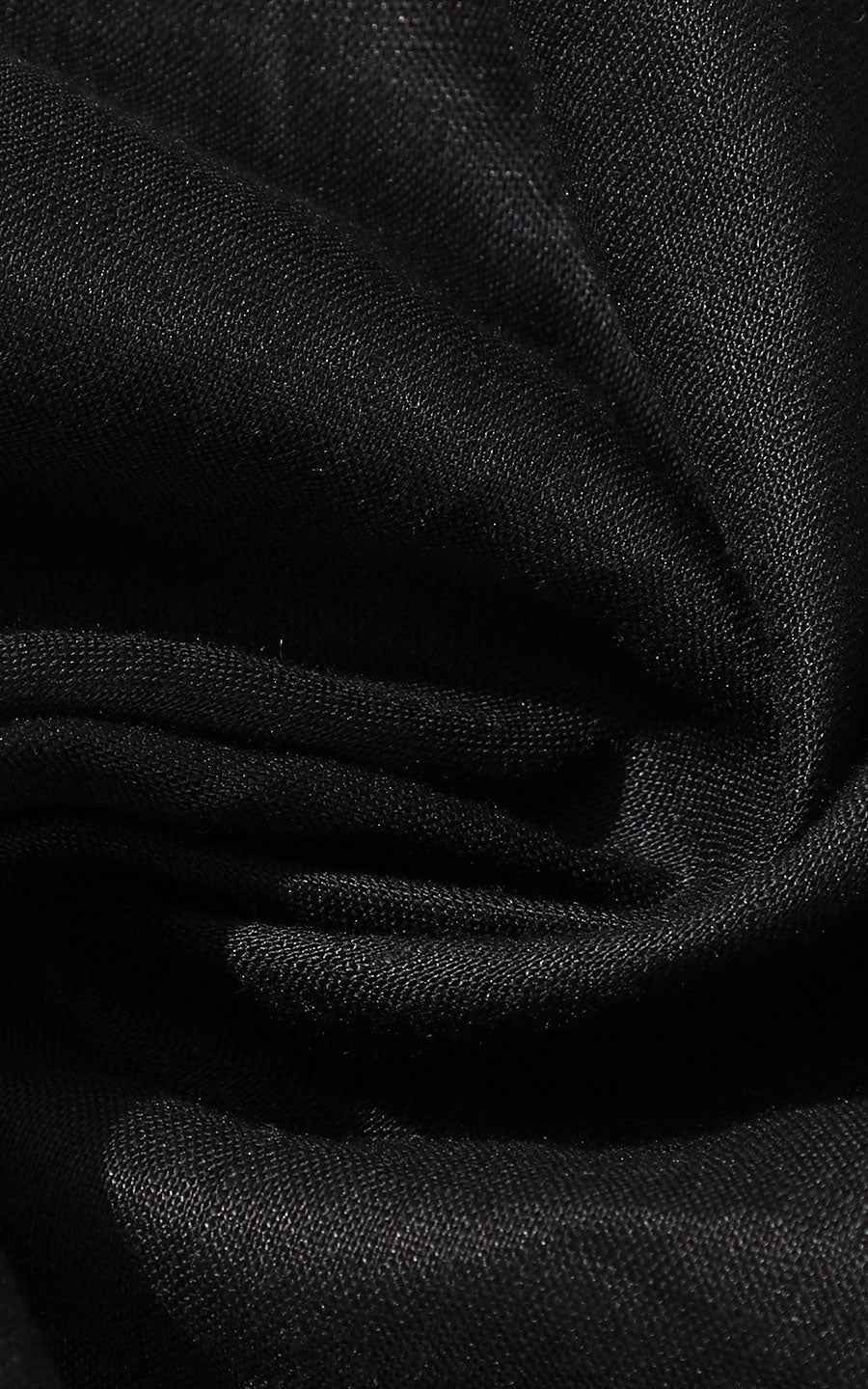 WIAI French Black Linen Long Sleeve Shirt - Custom Fit