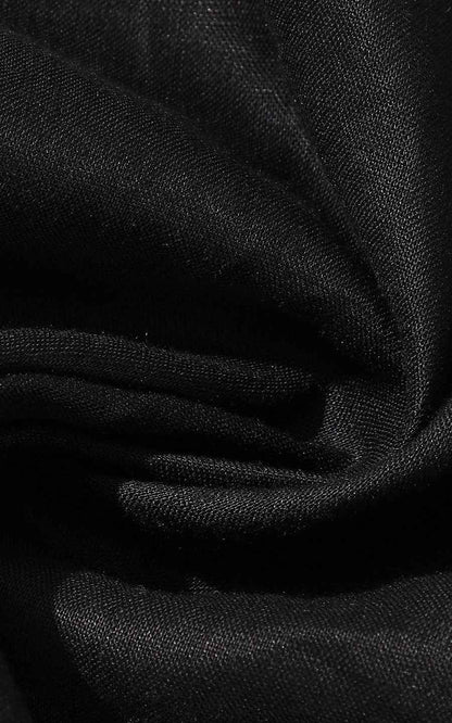 WIAI French Black Linen Long Sleeve Shirt - Custom Fit