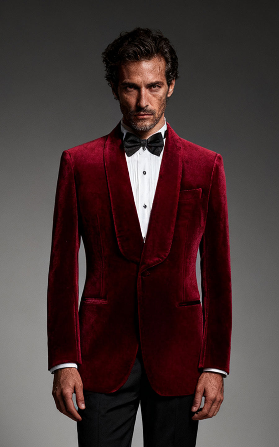 Men's Burgundy Velvet Wedding Suit - Formal Tuxedo