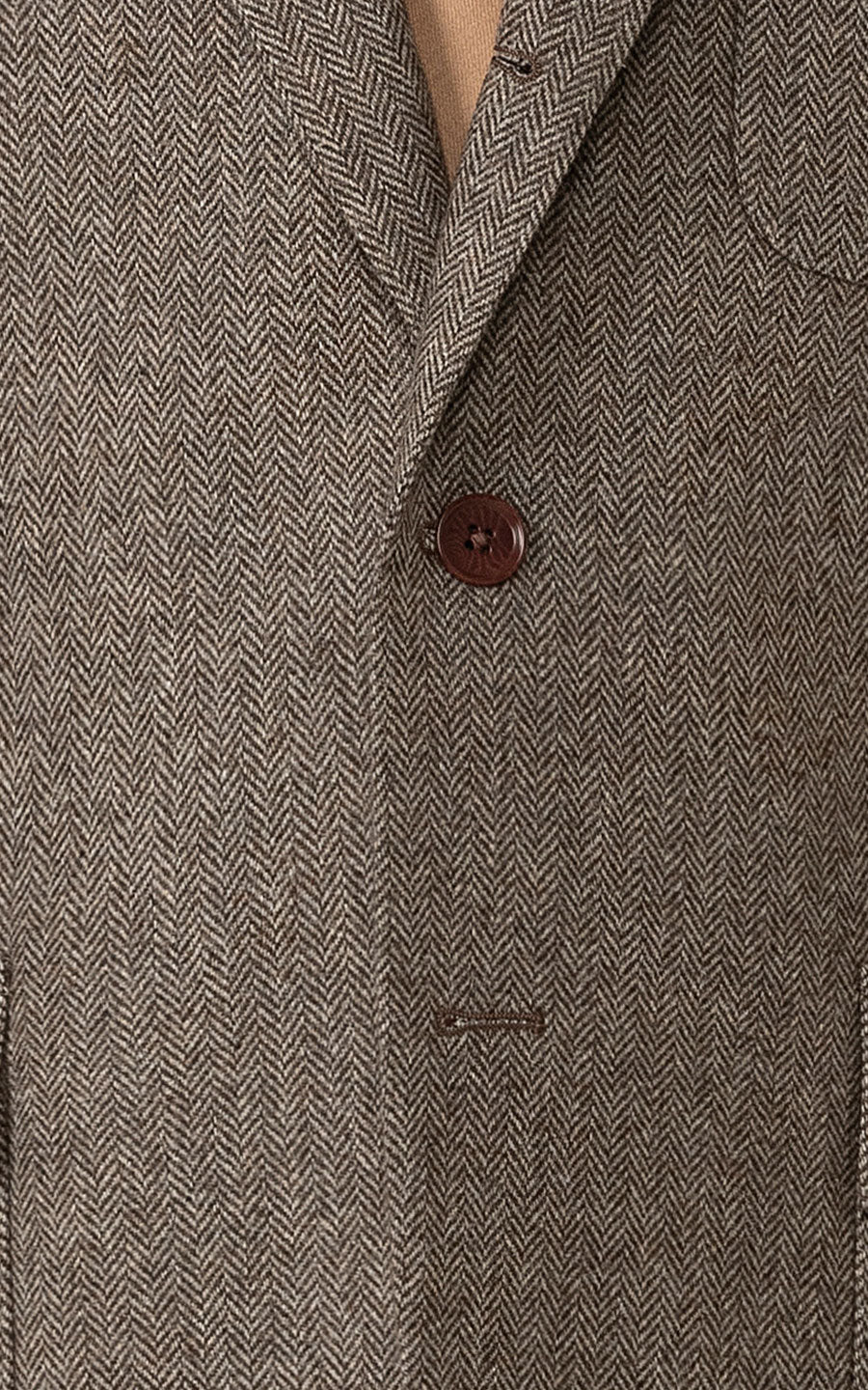 Bespoke business suit blazer back view herringbone wool