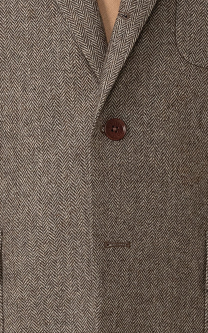 Bespoke business suit blazer back view herringbone wool