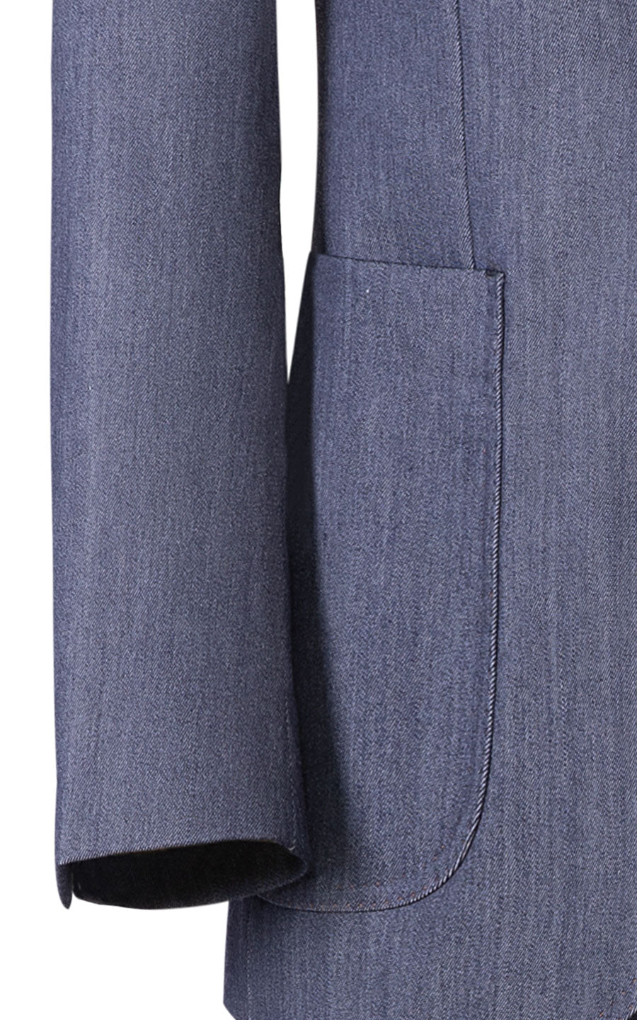 Man wearing washable wool denim blazer tailored comfort