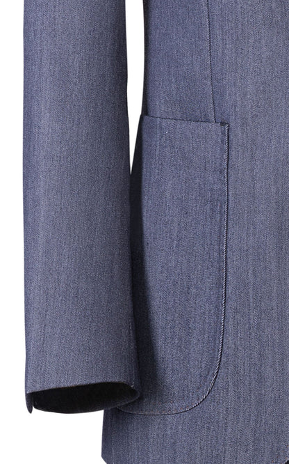 Man wearing washable wool denim blazer tailored comfort