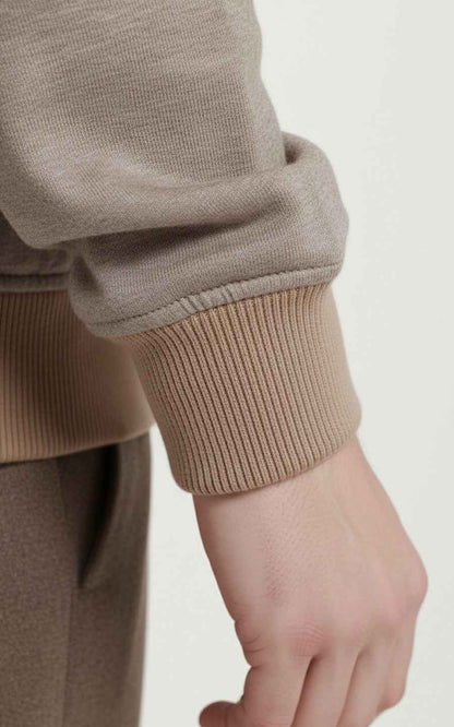 Bespoke Beige Zip Hoodie Men Luxury Athleisure Jacket Coat