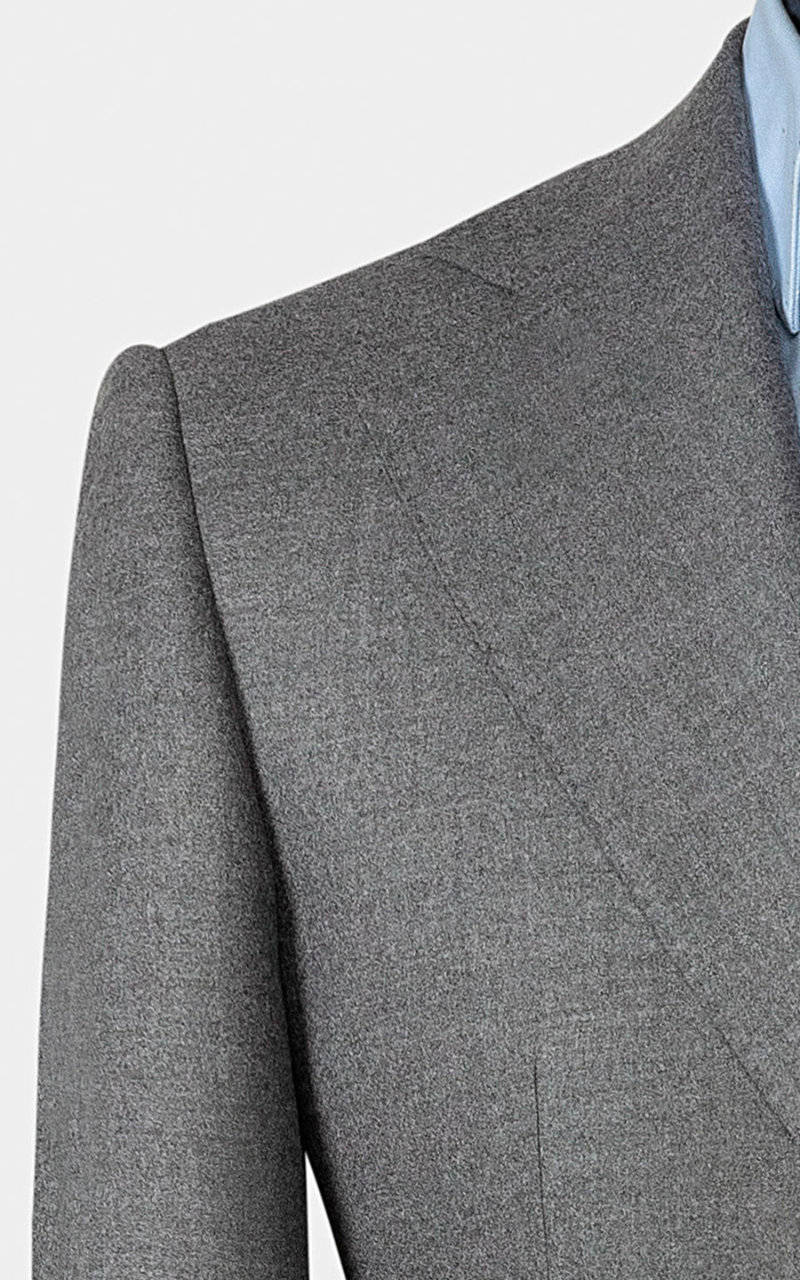 Medium grey silk flannel business suit set stretch fit