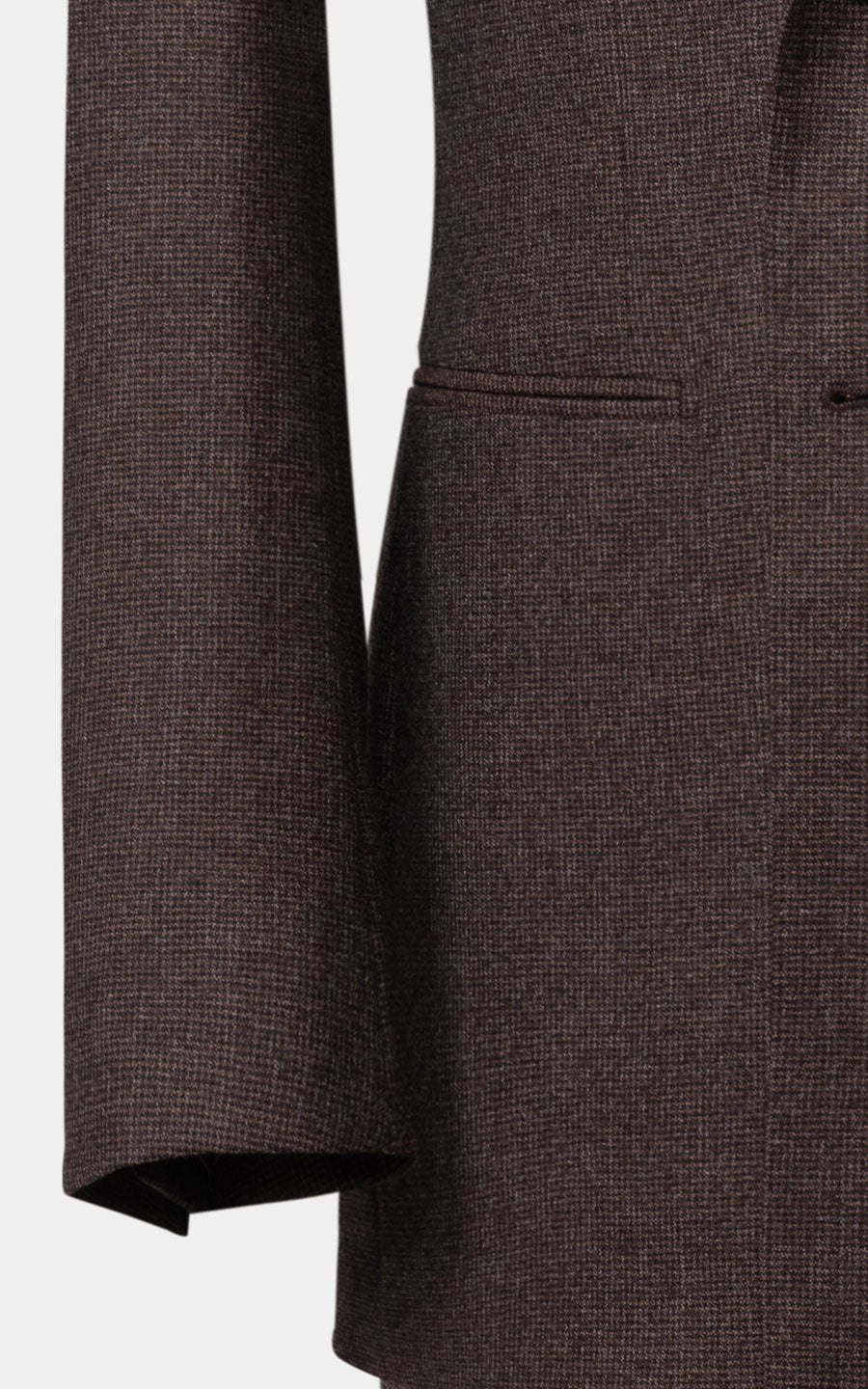 Dark brown checkered wool suit fabric texture