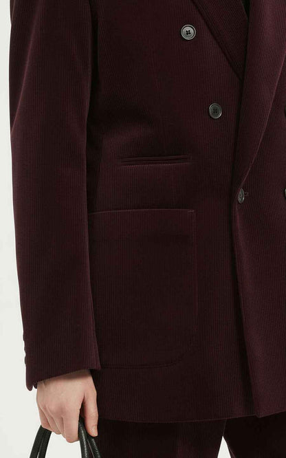 Custom Suits - Burgundy Double-Breasted Blazer Set