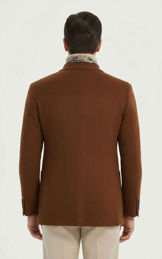 Men's Wool Blazer Classic Brown Tailored Fit