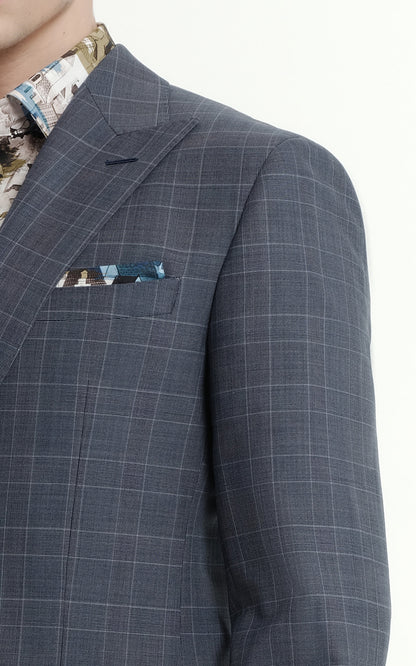 Fog Blue Custom Tailored Mens Suit Set Business Two Piece