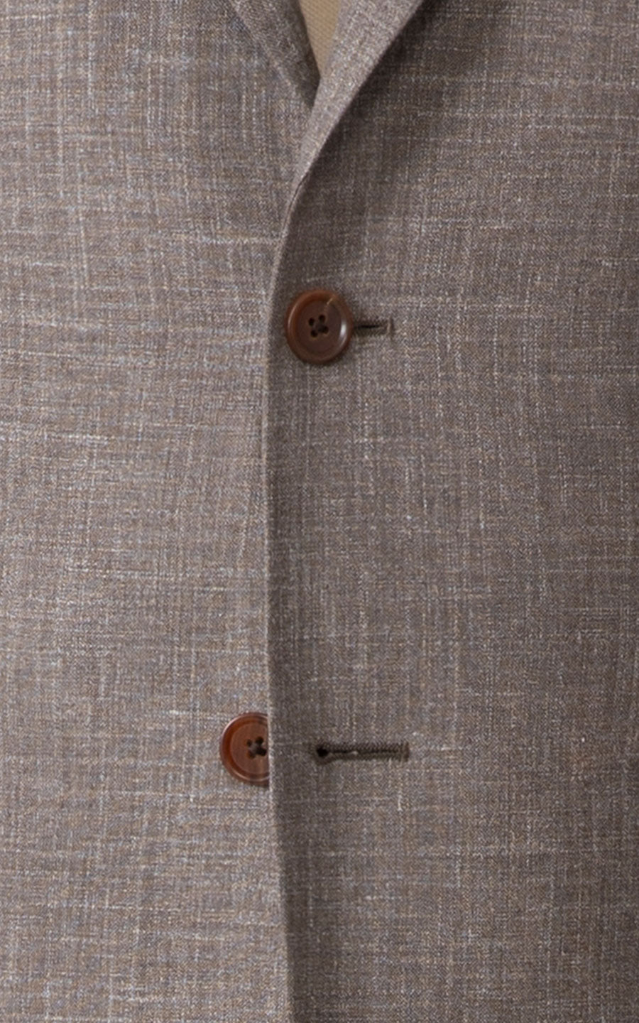 Man wearing gray wool linen silk custom tailored suit