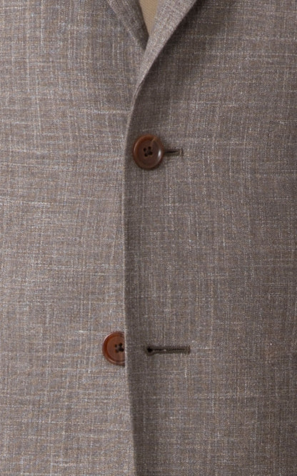 Man wearing gray wool linen silk custom tailored suit