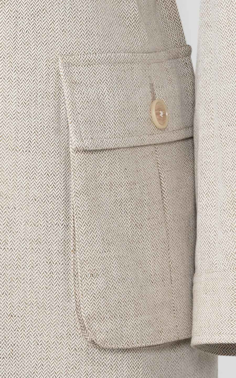 Men's Beige Lace-up Linen Custom Hunting Trench Coat