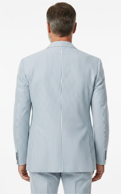 Mens Custom Seersucker Suit Light Blue Summer Wedding