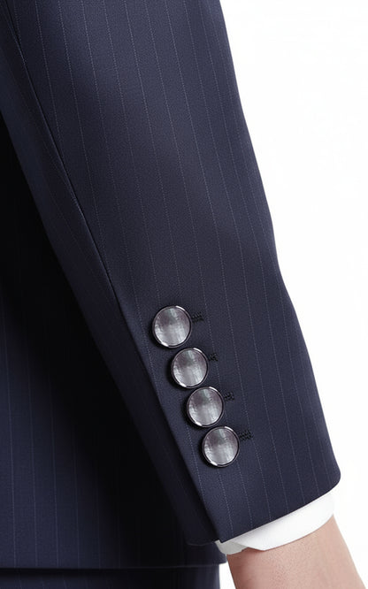 Custom Navy Pinstripe Men Double Breasted Formal Suits Set