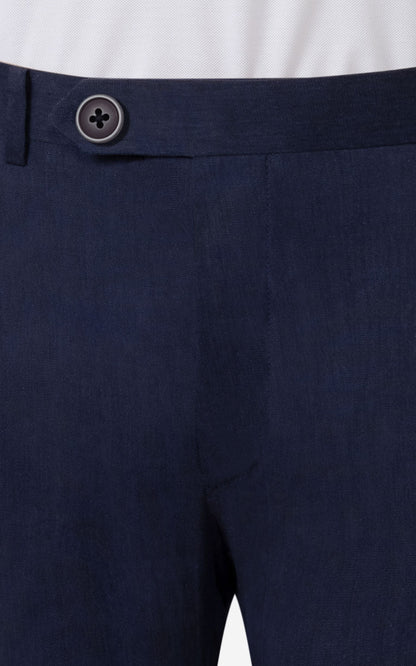 Navy Blue Casual Pants Side - Custom Flannel Trousers
