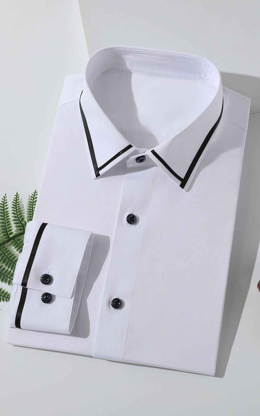 Custom Black & White Elegant Men's Dress Shirt