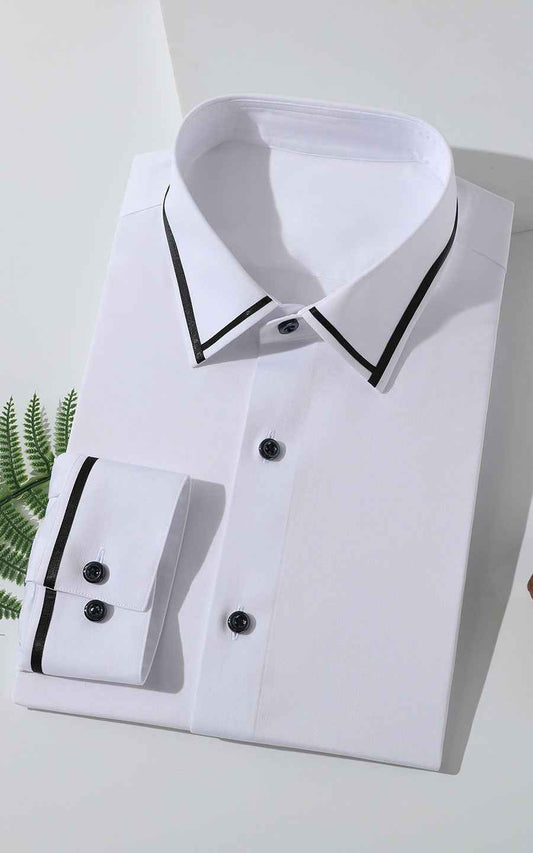 Custom Black & White Elegant Men's Dress Shirt