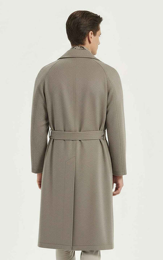 Men's Trench Coat Double-Breasted Long Taupe