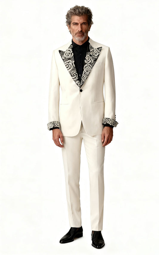 Men's White Tuxedo Suit - Wedding Formal Custom Tailored