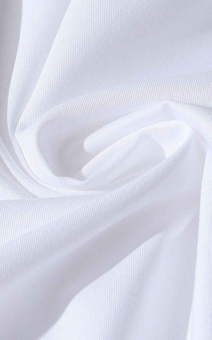 Men's White Shirt with Green Embroidery - Custom Collar