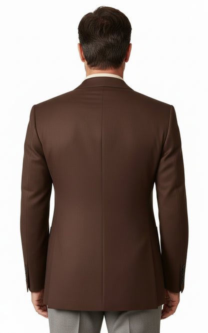 Mens Custom Tailored Dark Brown Wool Blazer