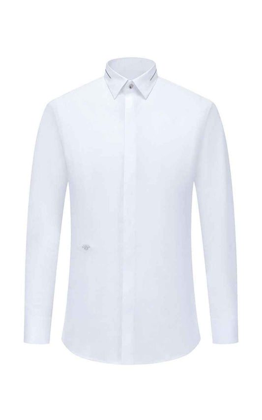 Custom White Men's Tailored Dress Shirts - Personalized