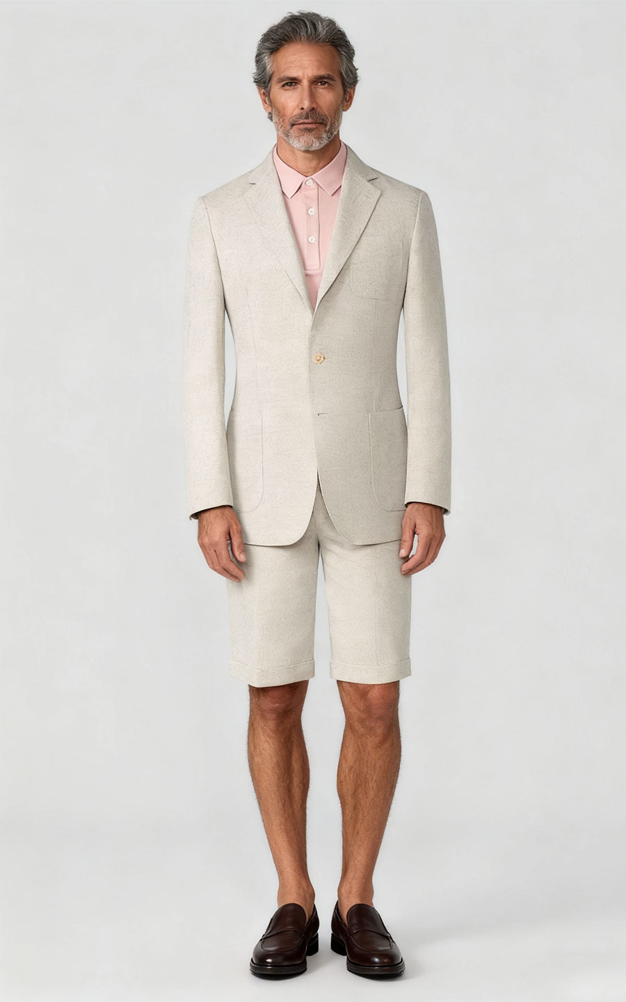 WIAI Men's Beige Linen Casual Suit Set - Tailored Fit