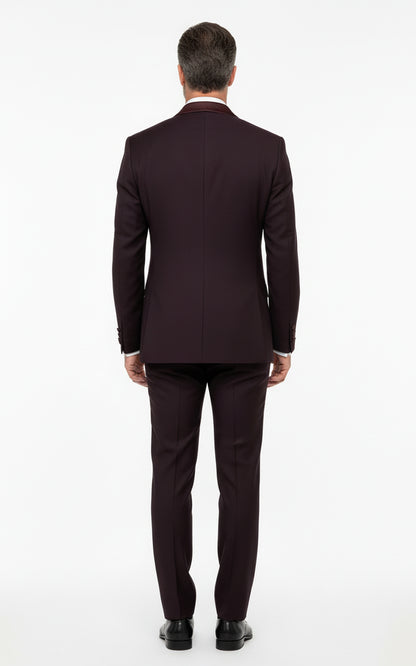 Custom Purple Jacquard Tuxedo Men Formal Wedding Suit Set