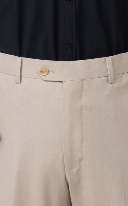Custom Beige Suit Pants Side - High Elastic Tailored Fit