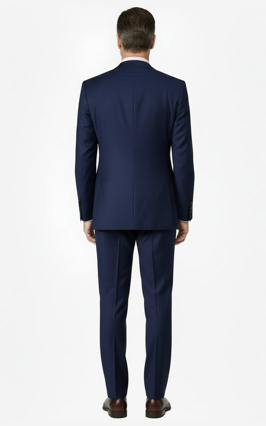 Fit Business Formal Tailored Dark Blue Custom Suit Set Men