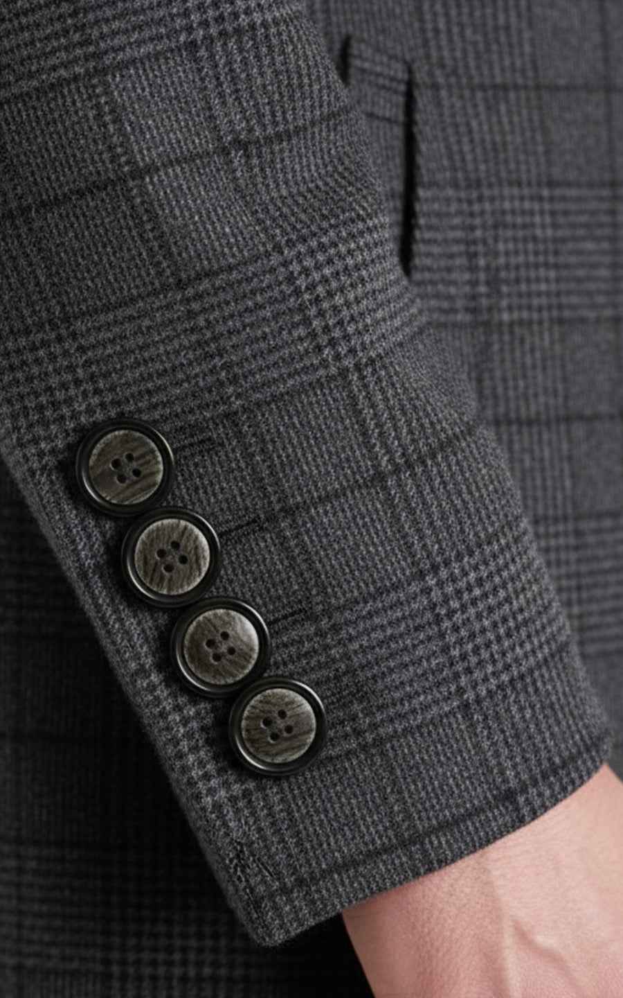 Dark gray plaid men's wool overcoat custom business Coat