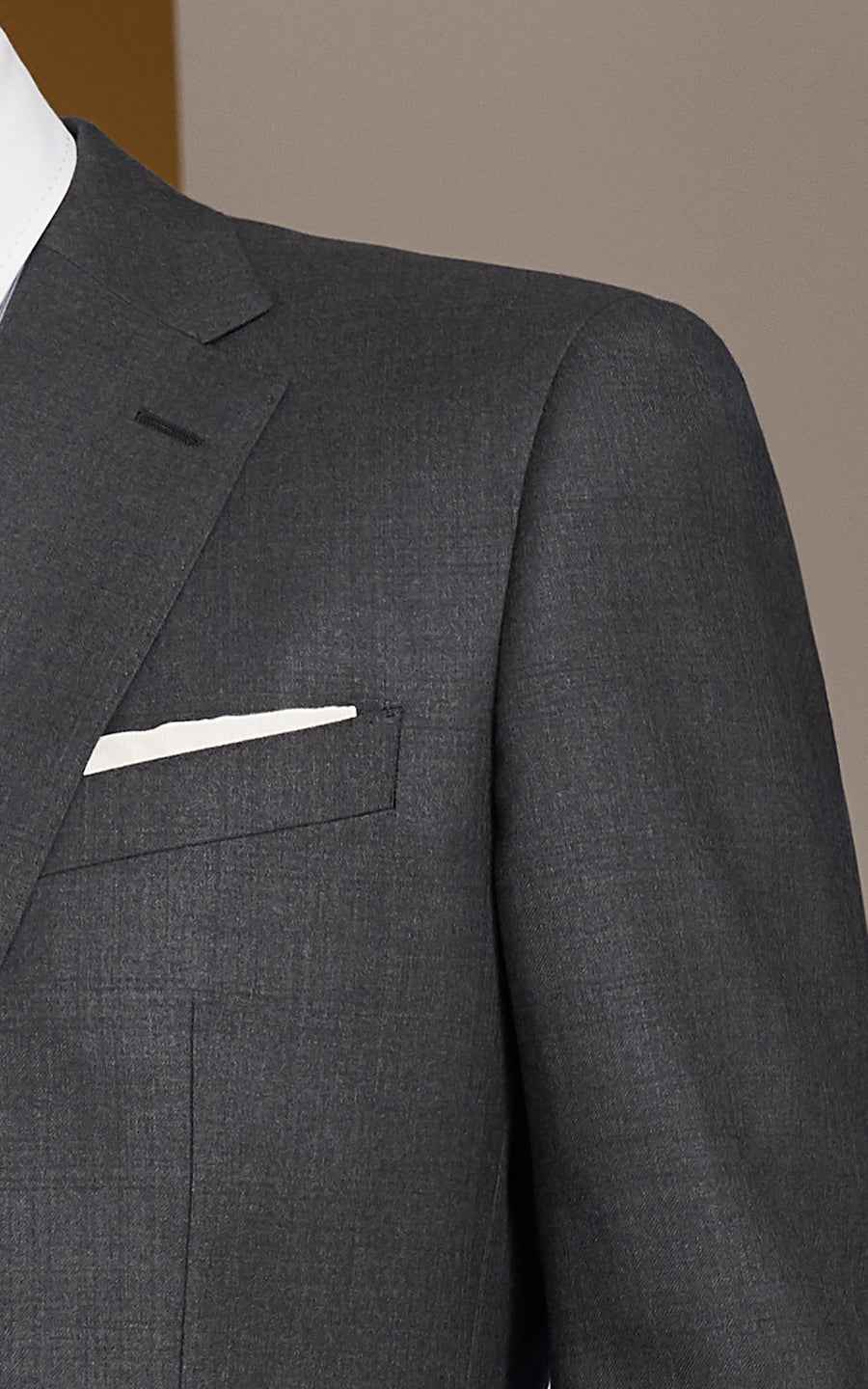 Men's medium gray double-yarn twill customized business suits set