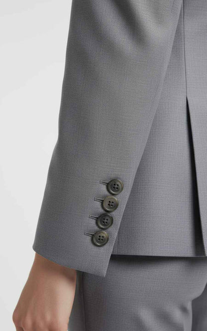 Women's Grey Single-Button Suit Set
