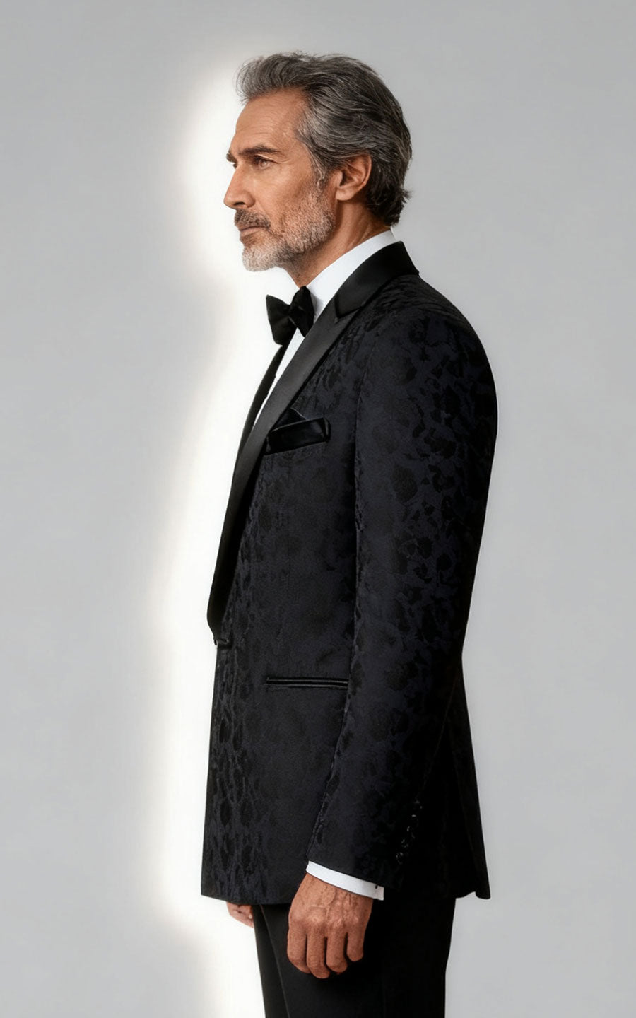 Men's Black Brocade Evening Suit - Custom Groom Wedding Attire