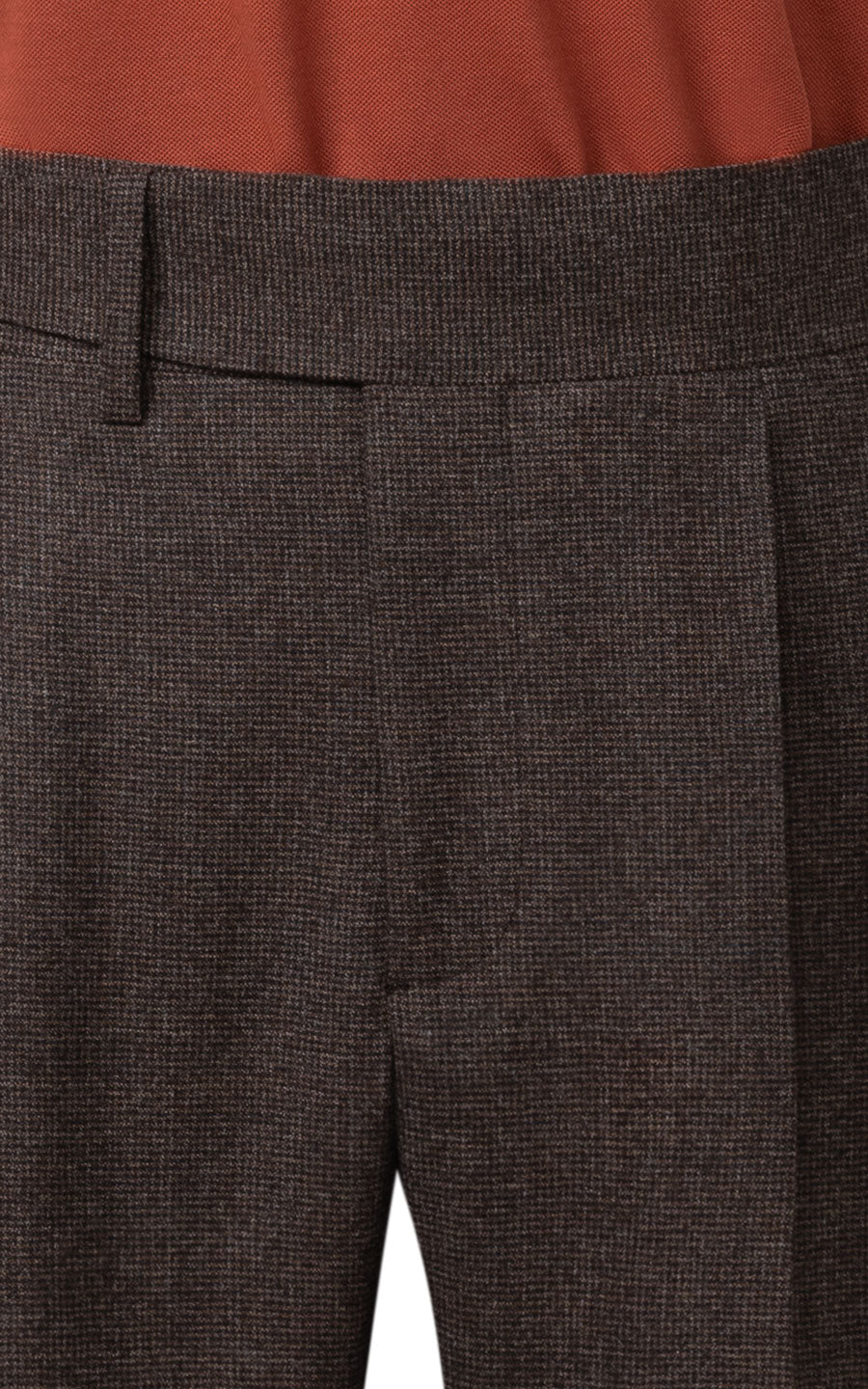 Custom Brown Trousers Side - Fine Grid Wool Pants