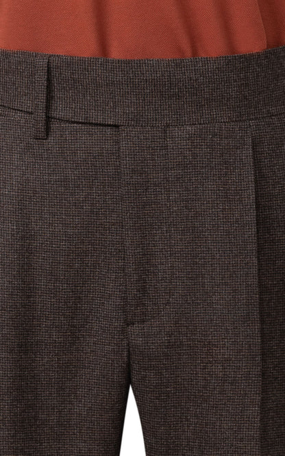 Custom Brown Trousers Side - Fine Grid Wool Pants