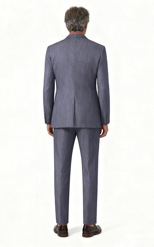 Men's Online Suit custom Gray-Blue Wool Business Suit Set