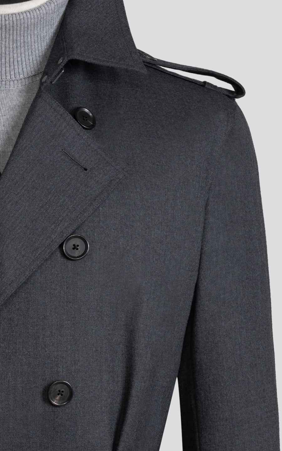 Men's Dark Gray Double-Breasted Custom Casual Trench Coat