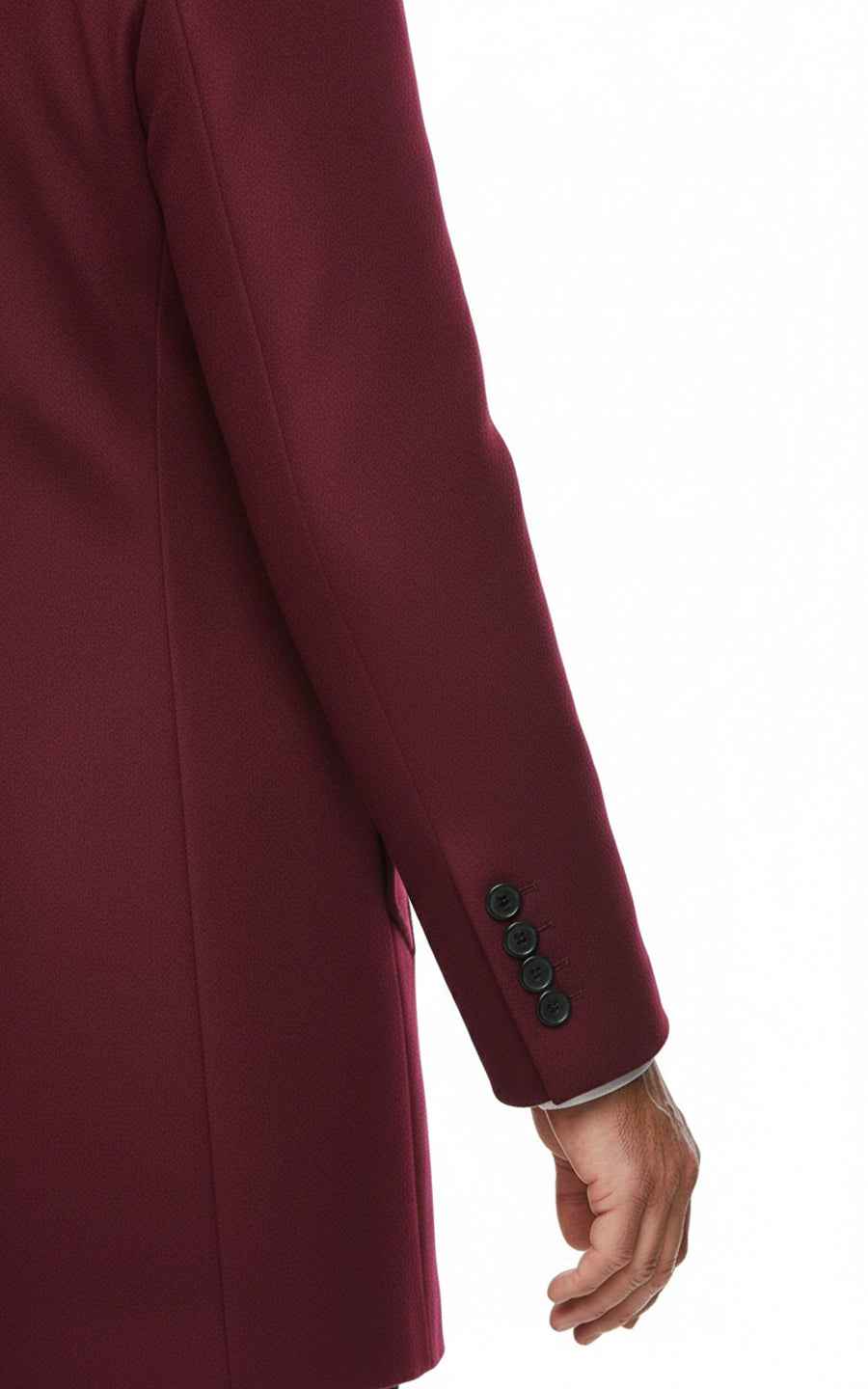 Men's burgundy custom double-breasted business casual wool coat