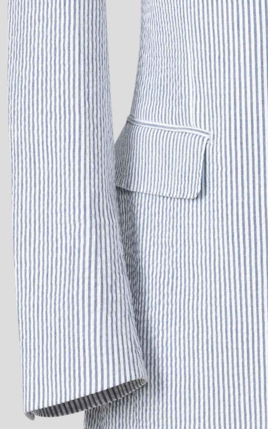 Light Gray Striped Casual Suit Set - Tailor Made